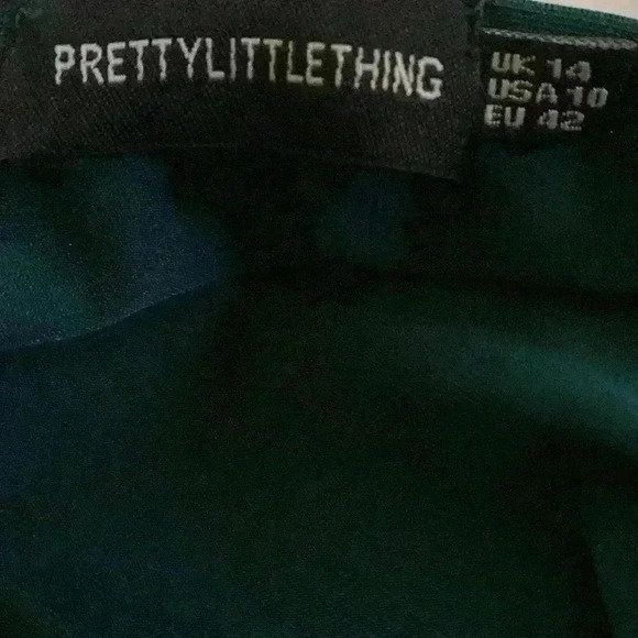 PRETTY LITTLE THING EMERALD GREEN SLINKY ONE SHOULDER RUCHED LONGLINE DRESS 10 - Picture 12 of 12